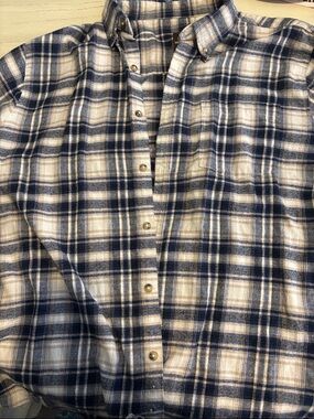 Men's Plaid Button-Down Shirt in Navy and White